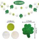Aukolass St. Patrick's Day Felt Ball Garlands, Green Shamrock Garlands Banner for Home Decorations