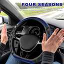 D-Shaped Steering Wheel Cover, Leather Car Wheel Protector with 3D Honeycomb Anti-Slip Design, Universal Breathable Comfy Cover Fits 14.5-15 Inch Steering Wheels, Car Accessories (Blue)