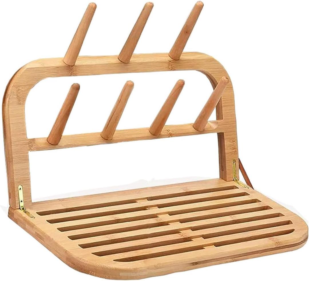 Baby Bottle Countertop Drying Rack Bamboo,Space Saving Kitchen Drying Rack & Bottle Holder for Nipples, Cups, Pump Parts, Accessories, Reusable Ziplock and Freezer Bag Dryer Rack