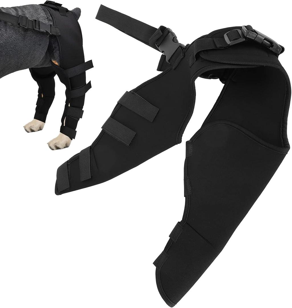 Dog Knee Brace for Torn Hind Leg, Dog Knee Brace for Back Hind Rear Leg Torn Tear, Relieve Joint Pain and Muscle Sore (HJ25 Rear Double Leggings Black XS)