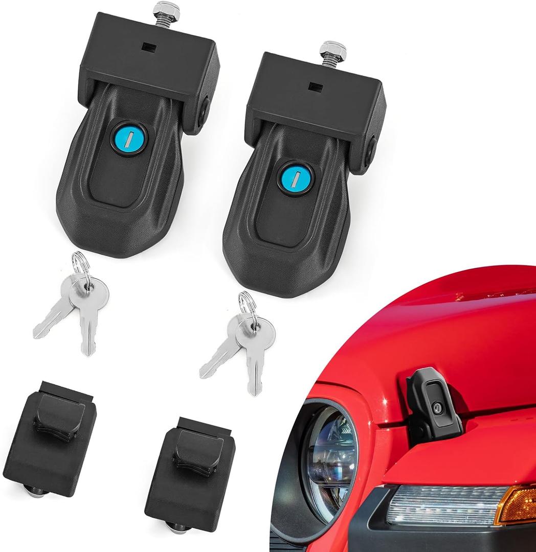 Hood Latches Compatible with Jeep Wrangler JL/JLU 2018-2024 & Gladiator JT 2020-2024 | Anti-Rattle Weather-Resistant Hood Lock Catch Bracket Accessories - 2PCS