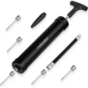 10 Inch Ball Pump Kit, Basketball Pump, Portable Air Pump with 5 Needles, 1 Nozzle & Extension Hose for Soccer Football Volleyball Water Polo Rugby Exercise Sports Ball