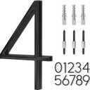 6" Stainless Steel Floating House Number 4, Metal Modern House Numbers, Mailbox Decor Number with Nail Kit, Coated Black, 911 Visibility Signage (Large 4)