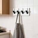 4 in 1 Heavy Duty Adhesive Hooks, Piano Keys Design Waterproof Wall Hooks for Hanging Towels, Bath Robes, Kitchen Utensils,No Drill No Damage Sticky Hooks for Bathroom, Kitchen, Bedroom (Black)
