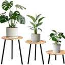 Frcctre 3 Pack Indoor Plant Stand, Wooden Mid Century Plant Stand Tall Plant Table Plant Holder Plant Riser for Flower Pots, Modern Home Decor Octagonal Shape Small Side End Table