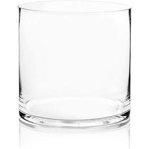 WGV Cylinder Vase, Width 8", Height 8", Clear Wide Large Diameter Flower Glassware, Floral Container, Planter Terrarium for Wedding Party Event, Home Accent Decor, 1 Piece