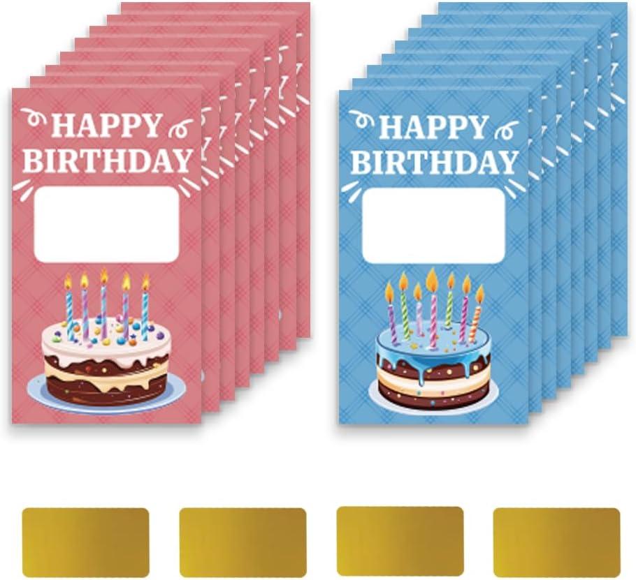 PLIGREAT 120 Pack Happy Birthday Scratch Off Cards DIY Your Own Scratch Off Crads with Stickers Birthday Cake Scratch to Win Tickets DIY Coupon Cards for Birthday Party Game Small Business Supplies