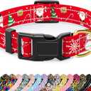 2 x Reflective Dog Collar, Cute Christmas Style Dog Collars for Medium Dogs, Soft Nylon Puppy Collar for Boy and Girl Female Dog, Adjustable Heavy-Duty Pet Collar with Quick Release Buckle, Red (M (Neck 14-20", Width 1"))