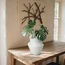 Modern Geometric White Ceramic Flower Vase, Contemporary Minimalist Design for Home Decor, Fresh Cut Wildflower Display (Large)