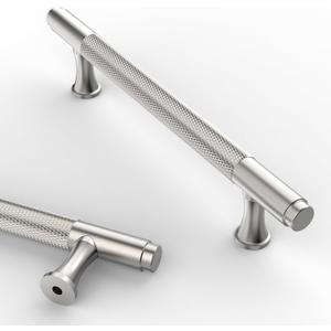 Asidrama 10 Pack 5 Inch(128mm) Knurled Brushed Satin Nickel Kitchen Cabinet Handles, Cabinet Pulls Kitchen Cabinet Hardware Cupboard Drawer Pulls