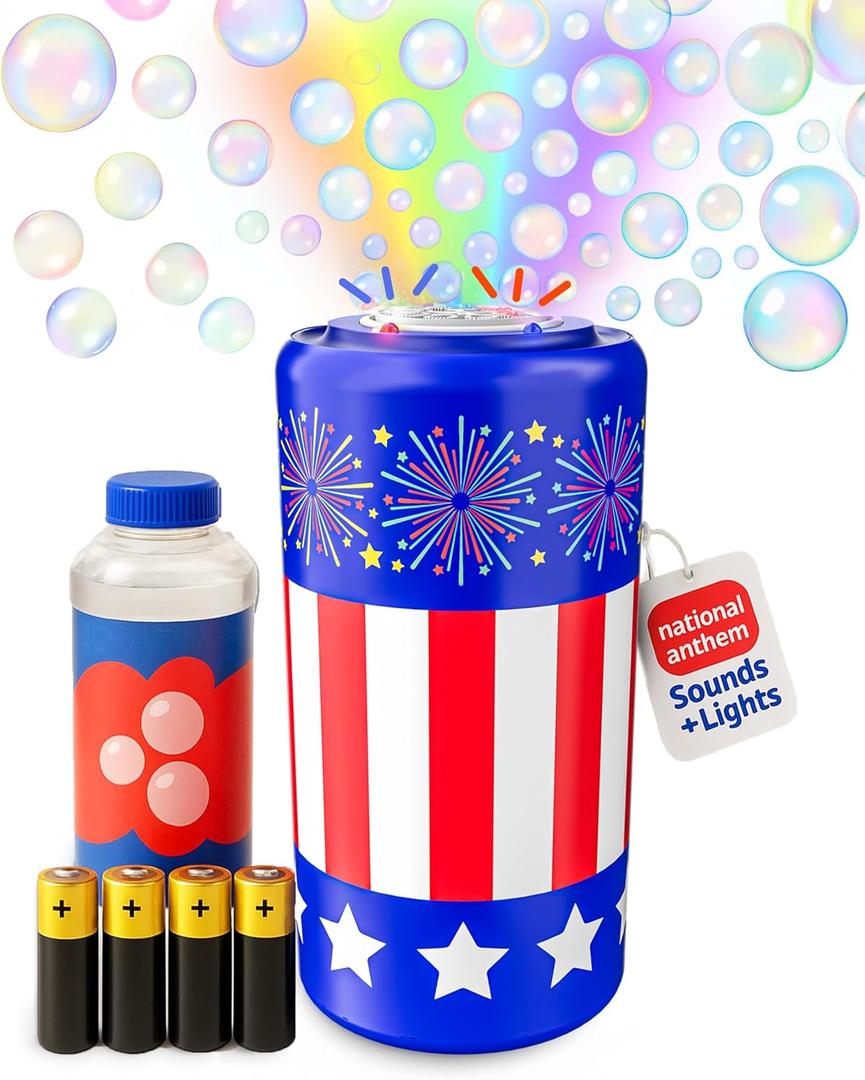 Move2Play Bubble Blower | Bubble Machine | Bubble Toy for Toddlers, Boys and Girls | Indoor & Outdoor | Birthday Party | Summer Fun | Gift for Girls 1, 2, 3, 4+ Years Old (4th of July)