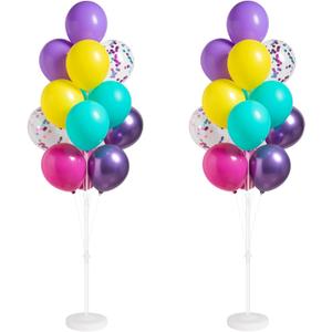 Pink Blue Purple Balloon Column Kit Set of 2,Balloon Column Stand with Base&Pole,Backdrop Decoration for Magic Theme Birthday,Wedding,Engagement,Baby Shower, Party, or Bachelorette Supplies(Hot Pink)
