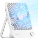 JISULIFE Desk Fan Battery Rechargeable, 4500mAh 180Foldable Portable Personal Fan, 4 Speeds Adjustable Long Battery-life for Home Office Travel Outdoor Gifts for Women Men-White