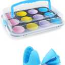 INYOU Muffin Pan for Baking,12 Nonstick Silicone Muffin Tin Liners with Heat-resistant Gloves and Carry Lid, Regular Size Cupcake Pan Reusable Baking Pans Set