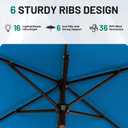 AreShark 6.5' x 10' Rectangular Patio Umbrella with Solar Lights, Solar Powered Lighted Market Umbrella w/Tilt and Crank, Outdoor Table Umbrella for Garden, Deck, Backyard, Pool and Beach, Royal Blue