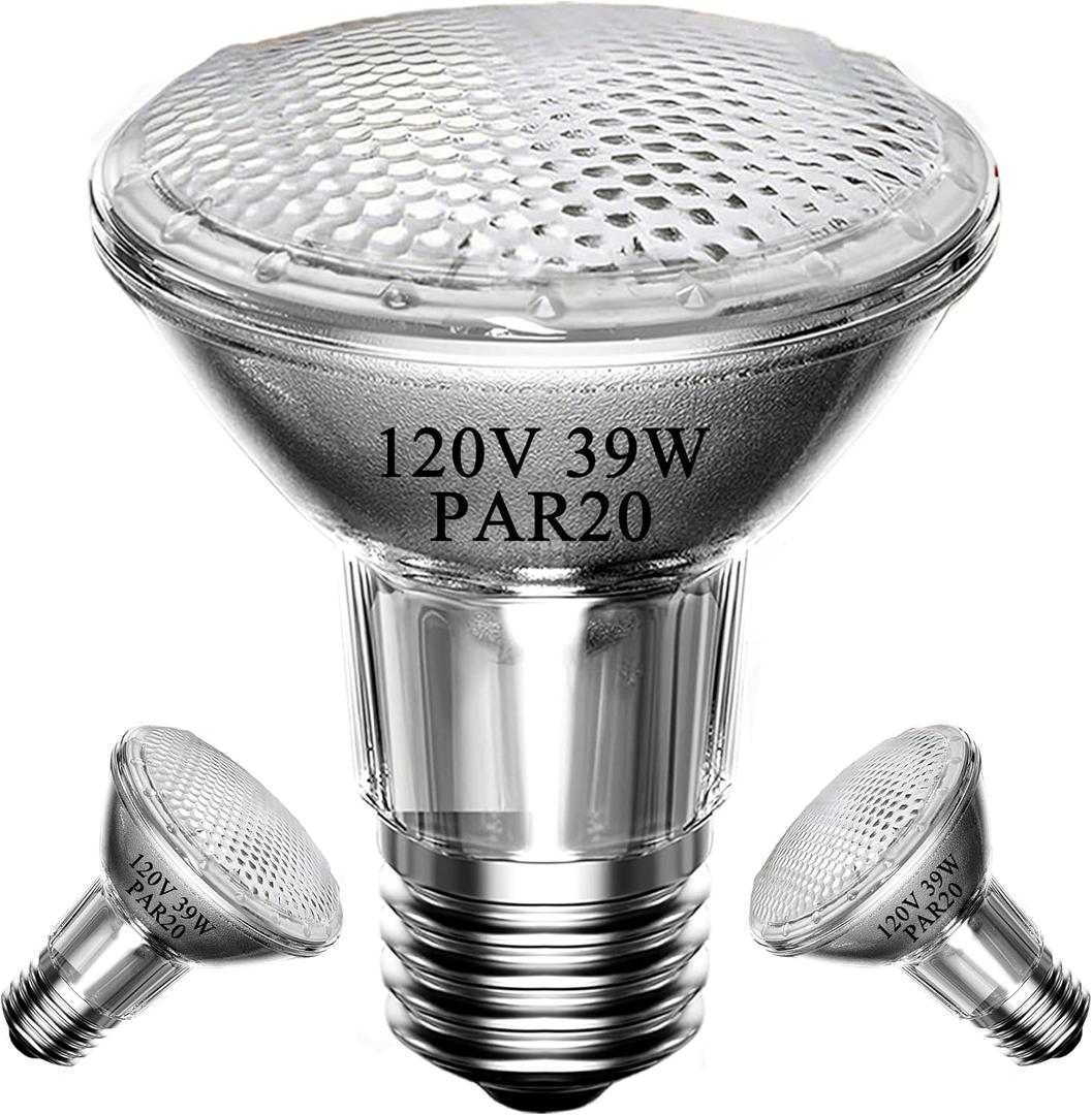 Par20 Halogen Flood Light Bulb, 39W 120V PAR20 Light Bulb, Dimmable, E26 Base, 2700K Warm White, 3000 Hours for Indoor Range Hood, Track Oven, Ceiling Can Lamp2Pack