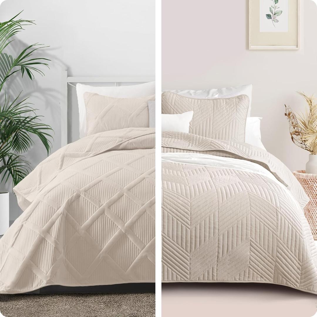 Exclusivo Mezcla Ultrasonic King Quilt Bedding Set and Modern Geometric Quilt Set Bundle