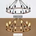 12-Light Wooden Wagon Wheel Chandelier Farmhouse, 31.5'' Black&Cream Colored Chandelier Pendant Light for Living Room, Industrial Rustic Round Wood Chandeliers for Dining Room Entryway Porch