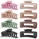 TOCESS 8 Pack Big Hair Claw Clips for Women Large Claw Clip for Thin Thick Curly Hair 90's Strong Hold 4.33 Inch Nonslip Matte Jumbo Hair Clips (8 Pcs) (Assorted A.Beige, Pink, Green, Khaki, Brown, Black)