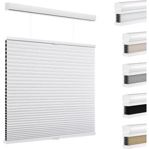 Youngoo Cordless Top Down Bottom Up Cellular Shades, Blackout Blinds for Indoor Windows，Honeycomb Blinds, Room Darkening Shades for Windows, Light Control,19" W*72" H,White
