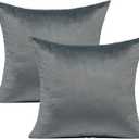 Velvet Grey Gray Throw Pillow Covers Decorative Square Soft Solid Color Cushion Cases 20X20 Home Decor for Couch Sofa Bed Office Set of 2