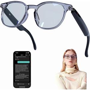 MNVOEQ AI Smart Wireless Bluetooth Translation Glasses for Men/Women with Speakers/Bluetooth&140+ Languages Translation Sports/Travel/Drive/Busniess (C3+AI+Color Change Lenses+Black)