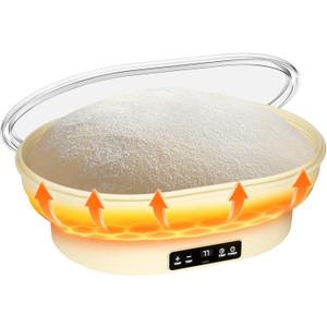 2L Heating Sourdough Bread Proofing Basket  11" Oval Silicone Banneton with Upgraded Timer & 6 Temperature Settings (77122F), Foldable Bowl for Dough Rising