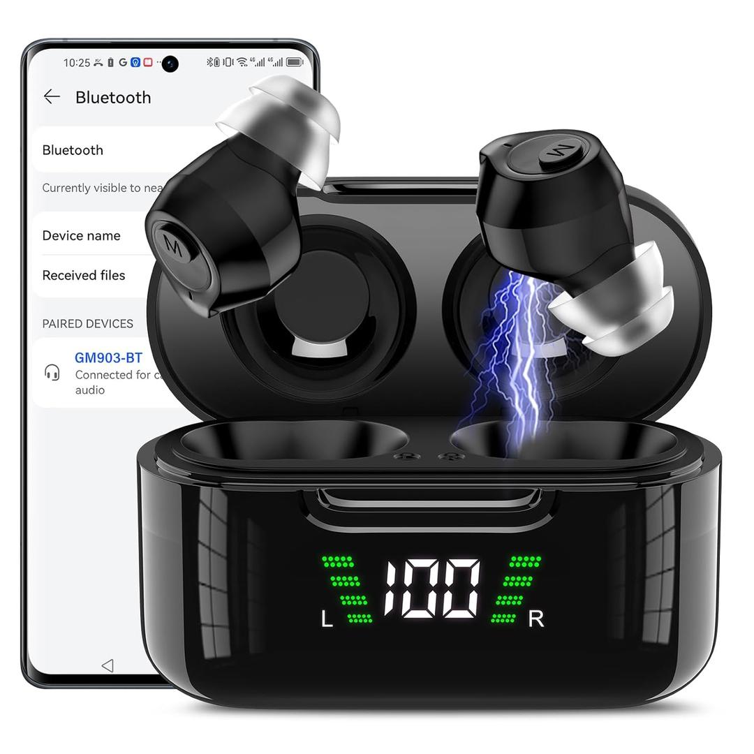 Hearing Aid, Hearing aids for Seniors Rechargeable Bluetooth Hearing Aid (Not Amplifiers) for Mild to Moderate Hearing Loss Seniors and Adults with 16-Channe Noise Reduction Bluetooth Enabled Calls