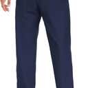 COOFANDY Mens Dress Pants Expandable Waist Wrinkle Free Suit Pants Flat Front Casual Dress Slacks (34W x 28L, Navy Blue)