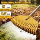 Leaf Rake,Unbreakable Nylon Graden Rake for Lawn,16.5 Wide,60 Steel Handle,Yard Raking Tools for Turf Leaves Thatch Debris Pine Needle Cleanup, Lightweight for Kids Seniors,No Harm to Lawn Grass