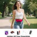 Vavabox Extremely Lightweight Running Belt for Men Women, Fanny Pack Travel Bum Bag with 2 Zippers, Water-Resistant Waist Bag for Running Walking Hiking (Rose Pink)
