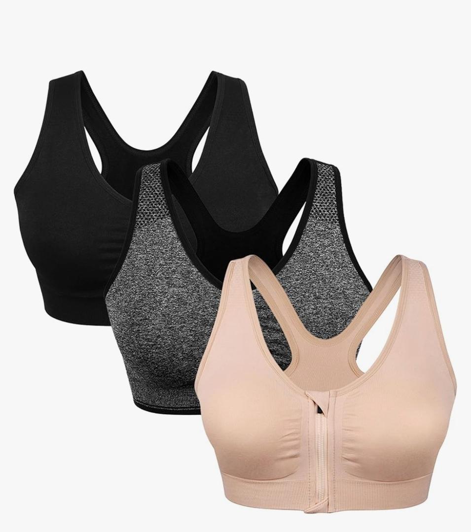 Women's Zip Front Sports Bra Wireless Post-Surgery Bra Active Yoga Sports Bras Large Women's Zip Front Sports Bra Wireless Post-Surgery Bra Active Yoga Sports Bras Large