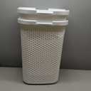 Mind Reader Slim Laundry Hamper with Lid, 60L Tall Clothes Basket, Narrow Tapered Design for Bathrooms, Closets and Laundry Rooms, Plastic, 2 Pack, White