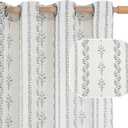 BGment Boho Curtains for Living Room 2 Panels, Grey Farmhouse French Country Vintage Floral Botanical Cottage Core Light Filtering Semi Sheer Linen Curtains 84 Inches Long, Each Panel 52 Inches Wide