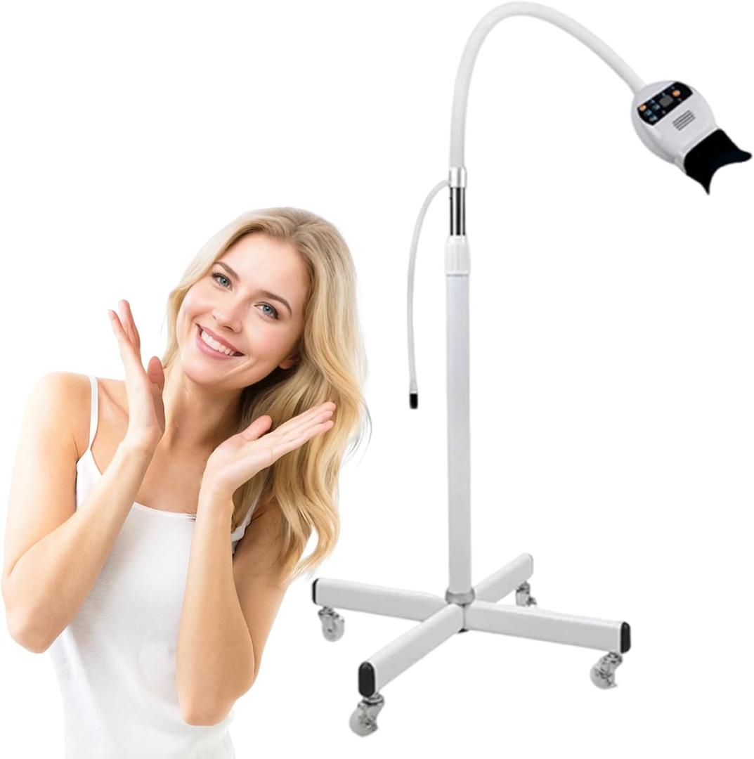 Teeth Whitening Machine Professional Whitening Machine LED Light Mobile 36W Dental Teeth Whitening Bleaching Lamp Cold Light with Remote Control, Floor Stand Type (White)