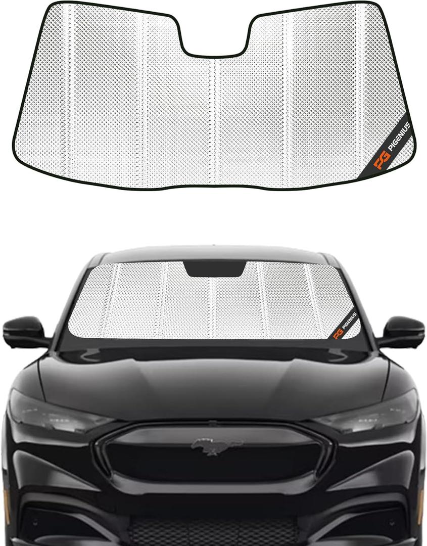 Windshield Sun Shade for Ford F150 2004-2008, Lincoln Mark LT 2006-2007. Reflective Aluminum Film Front Window Sunshade - BLAZBLOCK (Shiny Silver Classic)