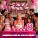 Hot Pink Birthday Party Decorations 99 Pcs, Pink Happy Birthday Party Decorations for Women, Girl with Banner, Hanging, Backdrops, Foil Balloons, Tableware, Tiara, Sash, Sunglasses