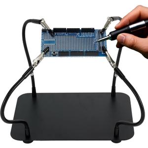Helping Hands Soldering Station, Holding Fixture Station, Soldering Kit, Third Hand Soldering Tool 4 Flexible Arms Helping Hands for Electronic Repair Soldering, Jewelry Crafts.