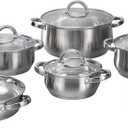 12-Piece Induction Ready Stainless Steel Cookware Sets with Glass Lid, Silver on Cookware Sets Stainless Steel