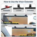 Sun Visor Extender for Car, Visor Extender Attachment for Car, Adjustable Visor Extender Sun Blocker UV400, Polarized Sun Visor Extender, Anti-Glare, UV Protector (2 Pack, Large)