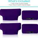 Vive Premium Crutch Pads & Hand Grips - Comfortable, Breathable, Machine Washable Padding - Moisture Wicking & Odor Reducing Pillow Accessory Covers for Adult & Youth Walking Crutches (Purple)