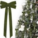 12Pcs Green Velvet Ribbon Bows Christmas Tree Decorations,5in x 10in St Patricks Day Ornaments for Tree Home Party Front Door Wreath Garland Holiday Decor