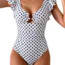 Eomenie Women's One Piece Swimsuit Tummy Control Bathing Suit Cutout Ruffle Slimming Swim Suit, Size: L