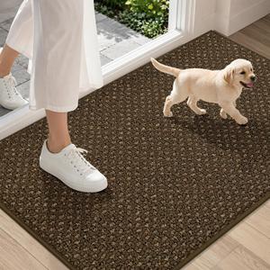 COSY HOMEER Door Mat Non-Slip Entryway Rugs Dirt Trapper, 24"x36", Brown