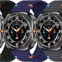 3-Pack Sport Bands Compatible with Galaxy Watch Ultra bands (2025/2024), Soft Silicone Samsung Galaxy Watch 7 Ultra 47mm Band for Men Women (Black+Gray+Blue)