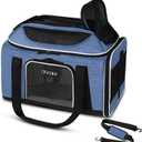 Petskd Top-Expandable Pet Carrier 17x11x9.5 Inches Alaska Airline Approved, Soft-Sided Carrier for Small Cats and Dogs with Locking Safety Zippers and Anti-Scratch Mesh(Blue)