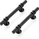 Ravinte 15 Pack 6 Inch Cabinet Pulls Kitchen Cupboard Handles with Round Base Matte Black Drawer Pulls Cabinet Handles 6" Length,3.5" Hole Center