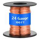 Therwen 100ft 24 Gauge Copper Wire for Gardening, Electroculture, Bonsai, Jewelry Making Beading DIY Craft Pure Bare Copper Wire Spool