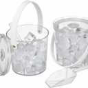 2 Pack Ice Bucket with Airtight Lid, Champagne Bucket with Handle, Plastic Beverage Tub for Parties, Bar Cart Accessories for Wine, Drink, Beer Bottles, Clear