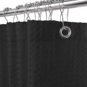 The Basic Living Waffle Shower Curtain, Fabric Shower Curtains with Waffle Weave Hotel Quality Bathroom Shower Curtains, Black, 72 x 84 Inches